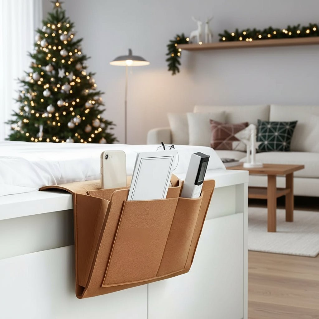 CABLE HUG – Filz-Aufbewahrungsorganizer für den Nachttisch mit integrierten Kabeldurchführungen 8