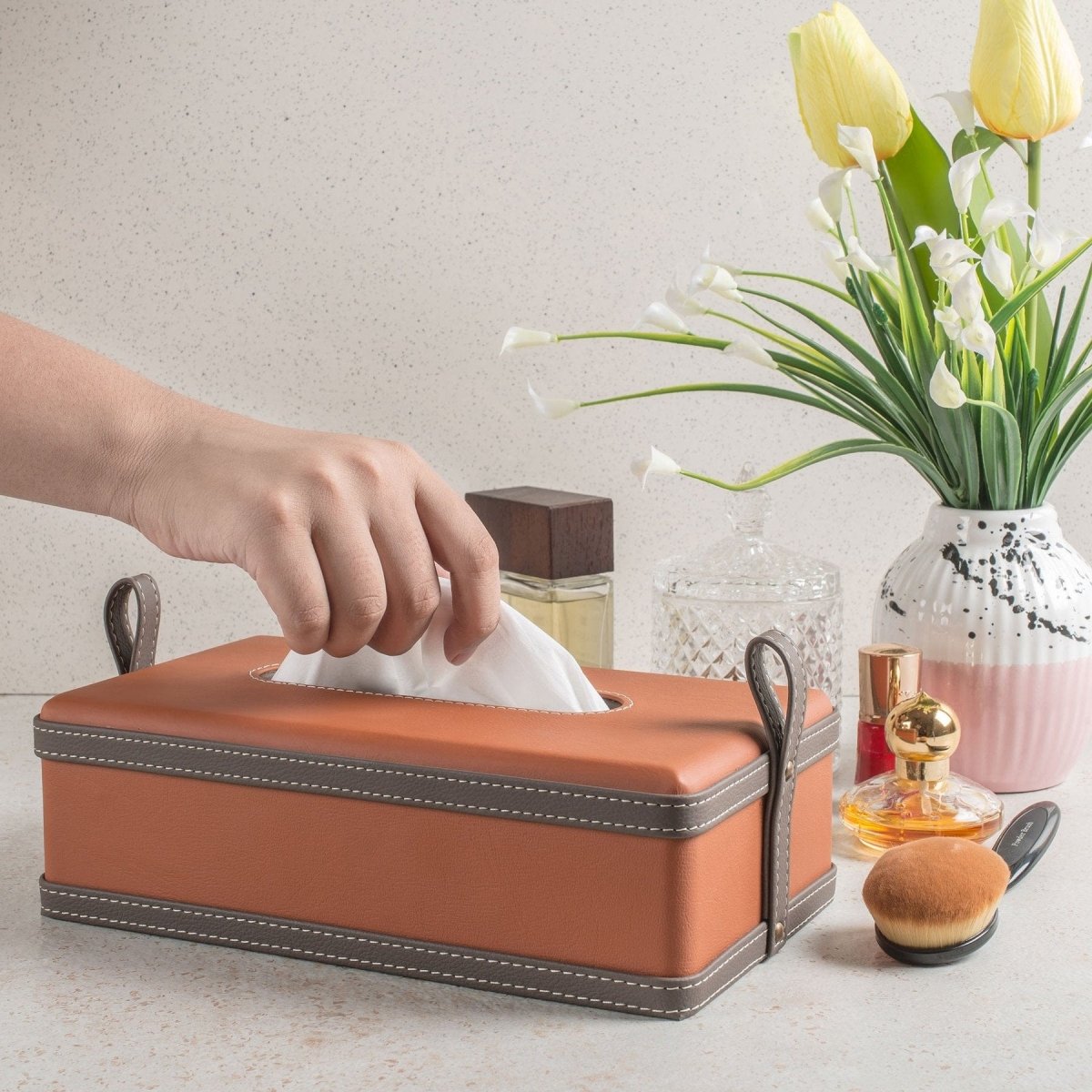 Ardello Lederbox | Handgefertigter Taschentuch-Spender | Elegantes Design aus Kunstleder | Für Zuhause, Büro & Auto