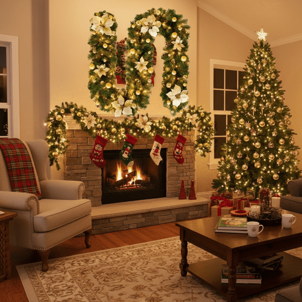 COZYTWINE – Beleuchtete Rattan-Weihnachtsgirlande mit warmweißen LED-Lichtern 1