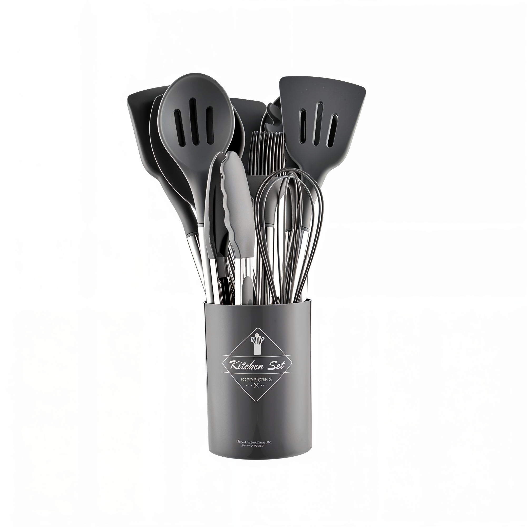 Culinara Pro – Set de utensilios de cocina de silicona de 12 piezas con mangos de acero inoxidable