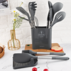Culinara Pro – Set de utensilios de cocina de silicona de 12 piezas con mangos de acero inoxidable