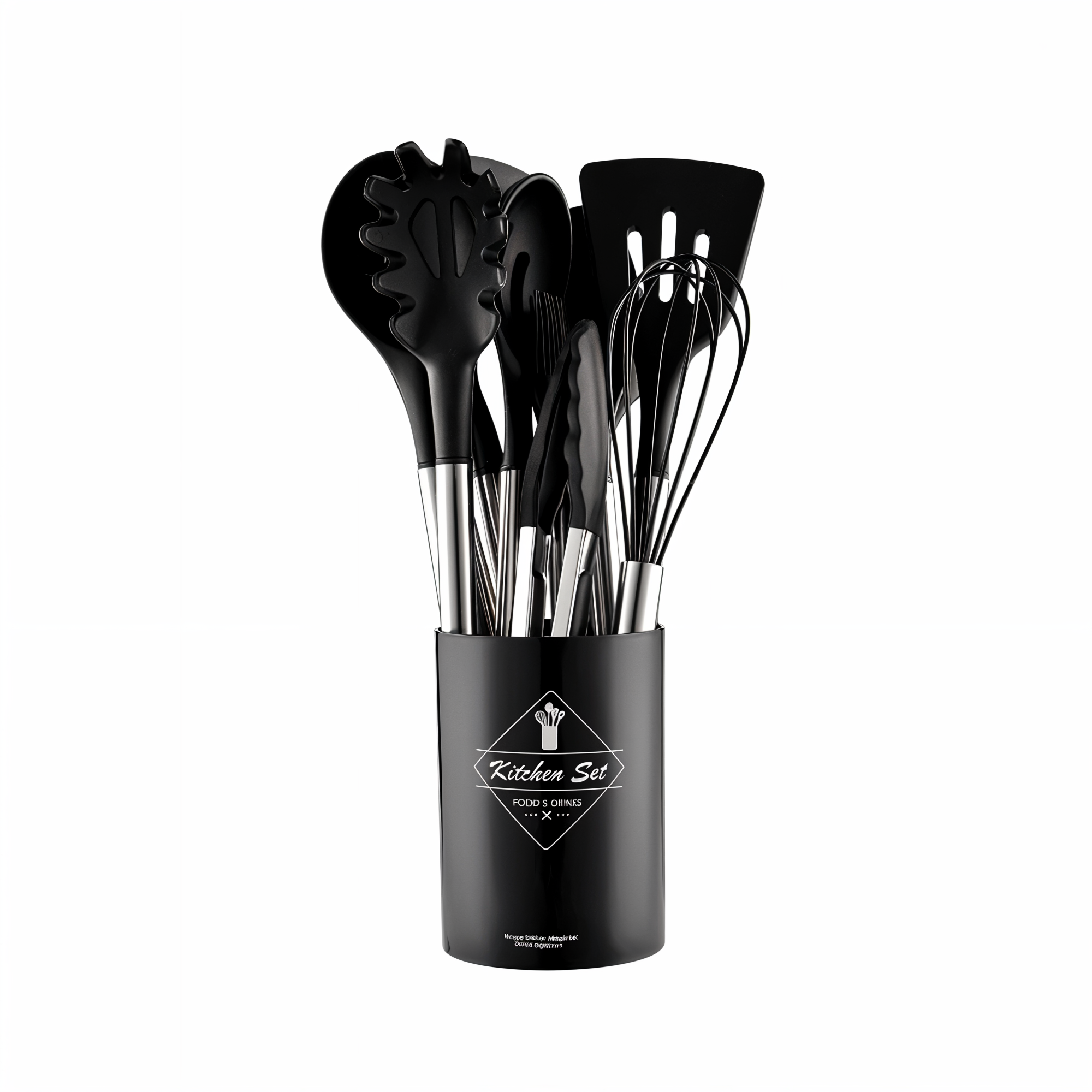 Culinara Pro – Set de utensilios de cocina de silicona de 12 piezas con mangos de acero inoxidable