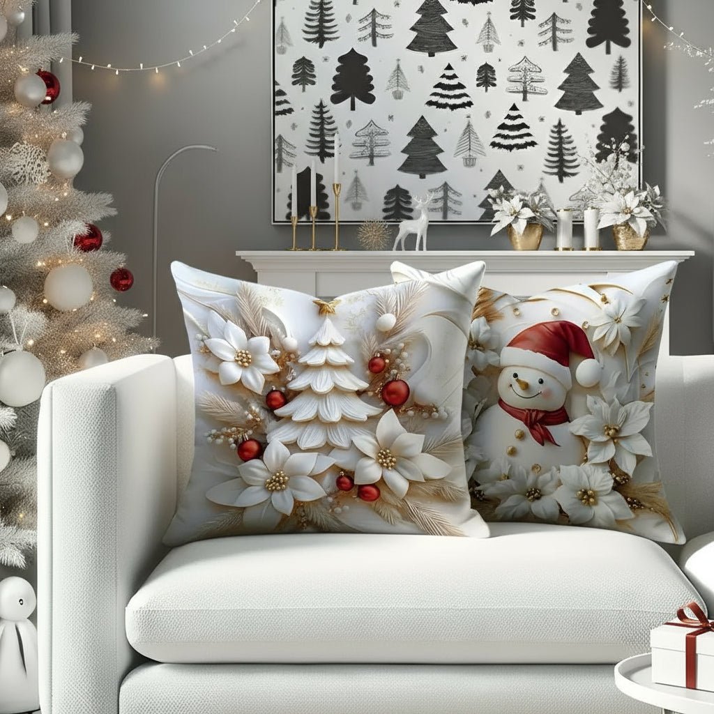CUSHGLOW – 4er-Set weihnachtlicher Samtkissenbezüge mit einzigartigen festlichen Designs 4