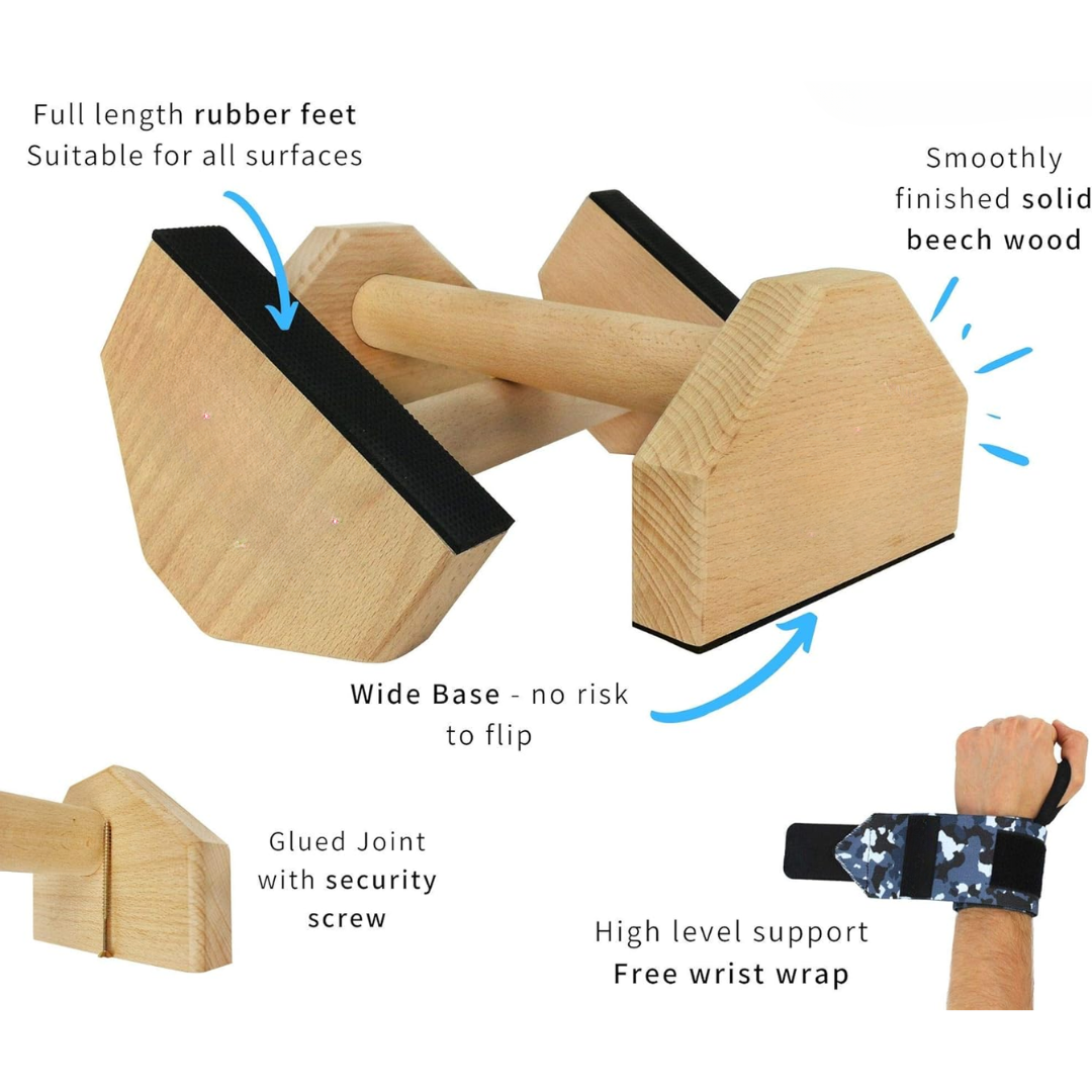 Barre per Calisthenics – Robuste parallele in legno per un allenamento a corpo libero sicuro