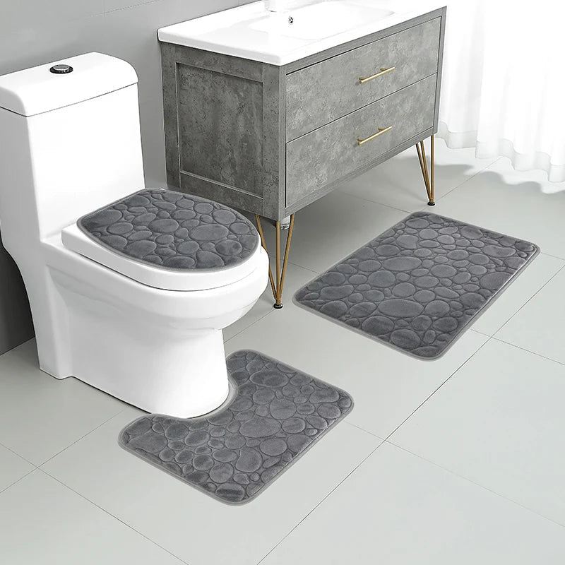 MiraBath – 3-teiliges Badezimmermatten-Set mit rutschfestem Komfort