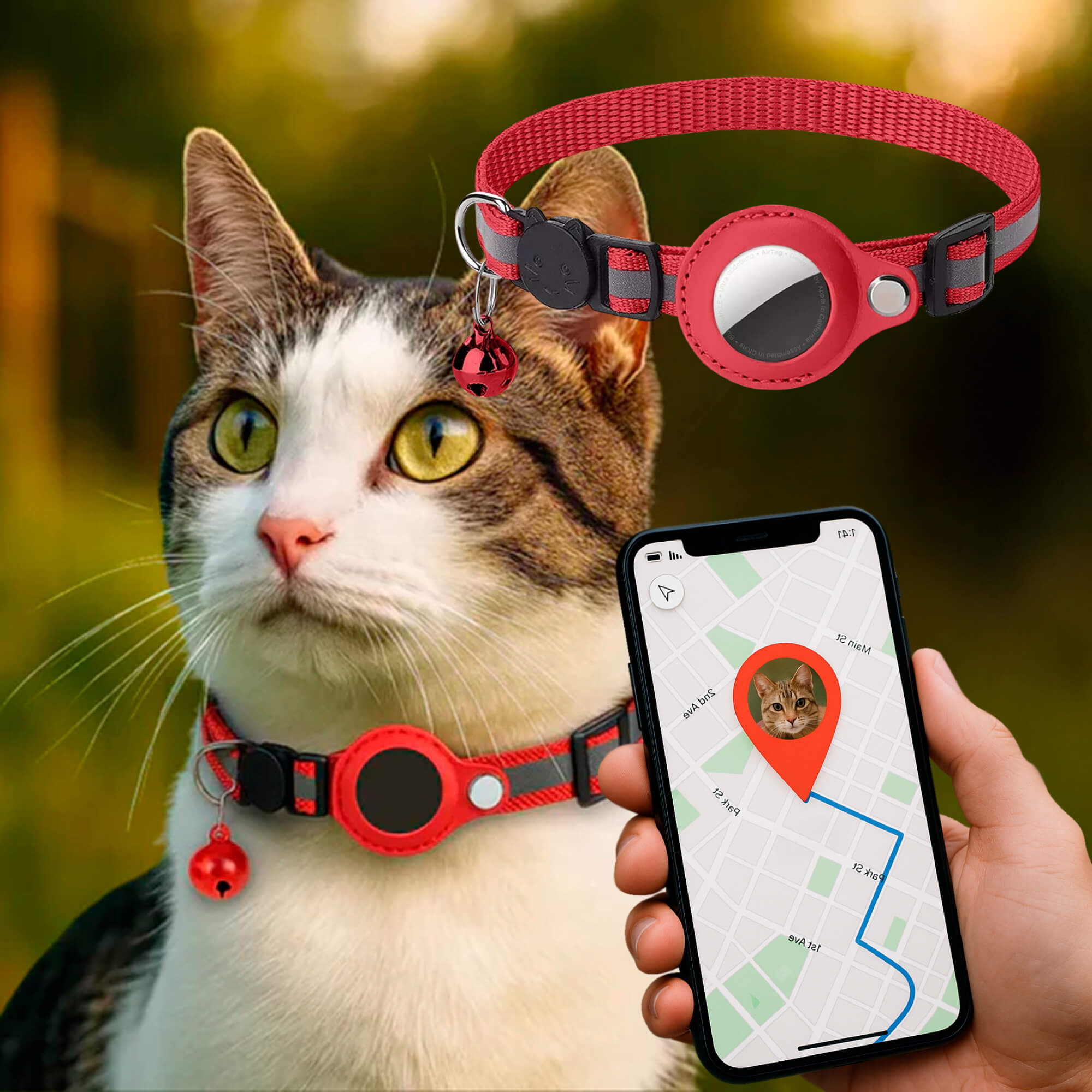 CATSAFE – GPS-Katzenhalsband mit Reflexdesign und Sicherheitsverschluss
