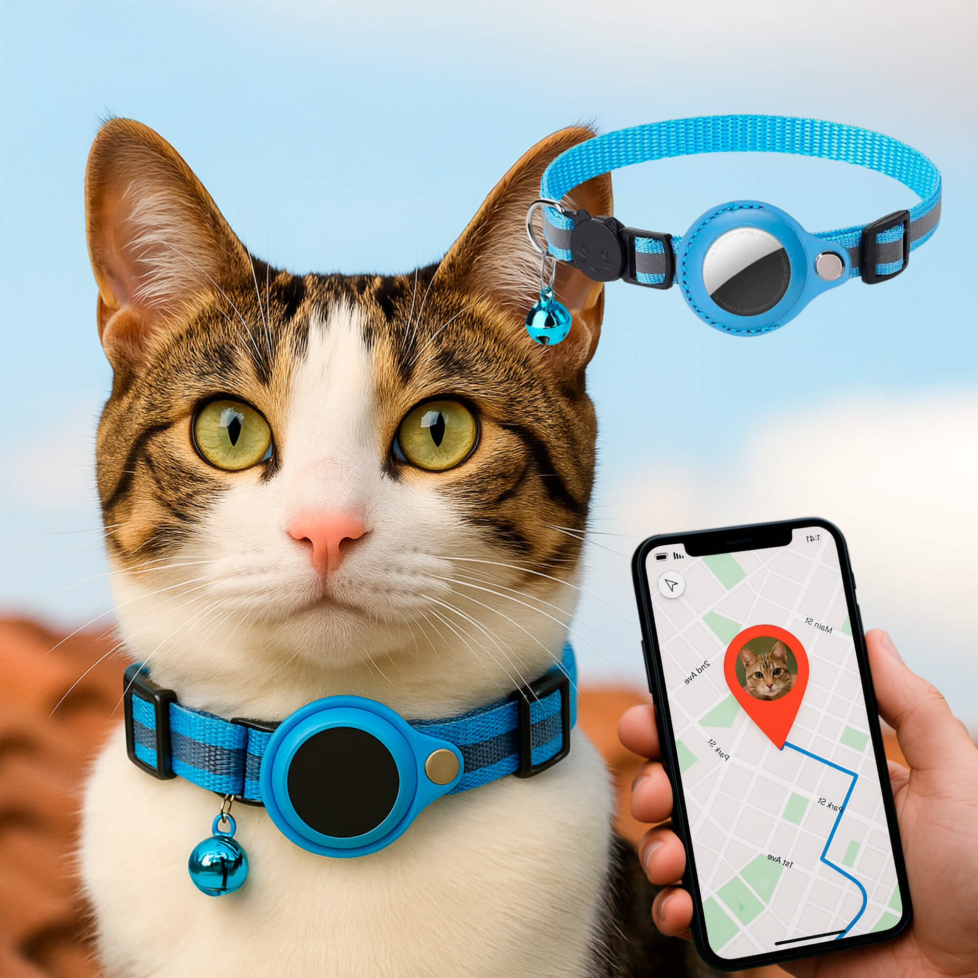 CATSAFE – GPS-Katzenhalsband mit Reflexdesign und Sicherheitsverschluss
