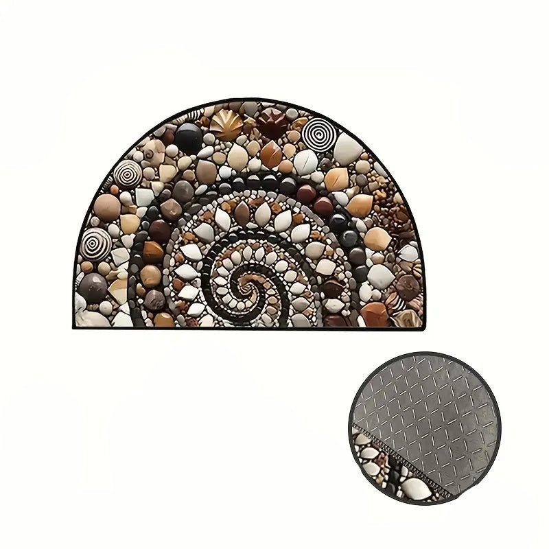Coastal Spiral - Halbrunde Eingangsmatte mit Kieselstein- und Muschelmuster, Rutschfest und Leicht zu Reinigen 7