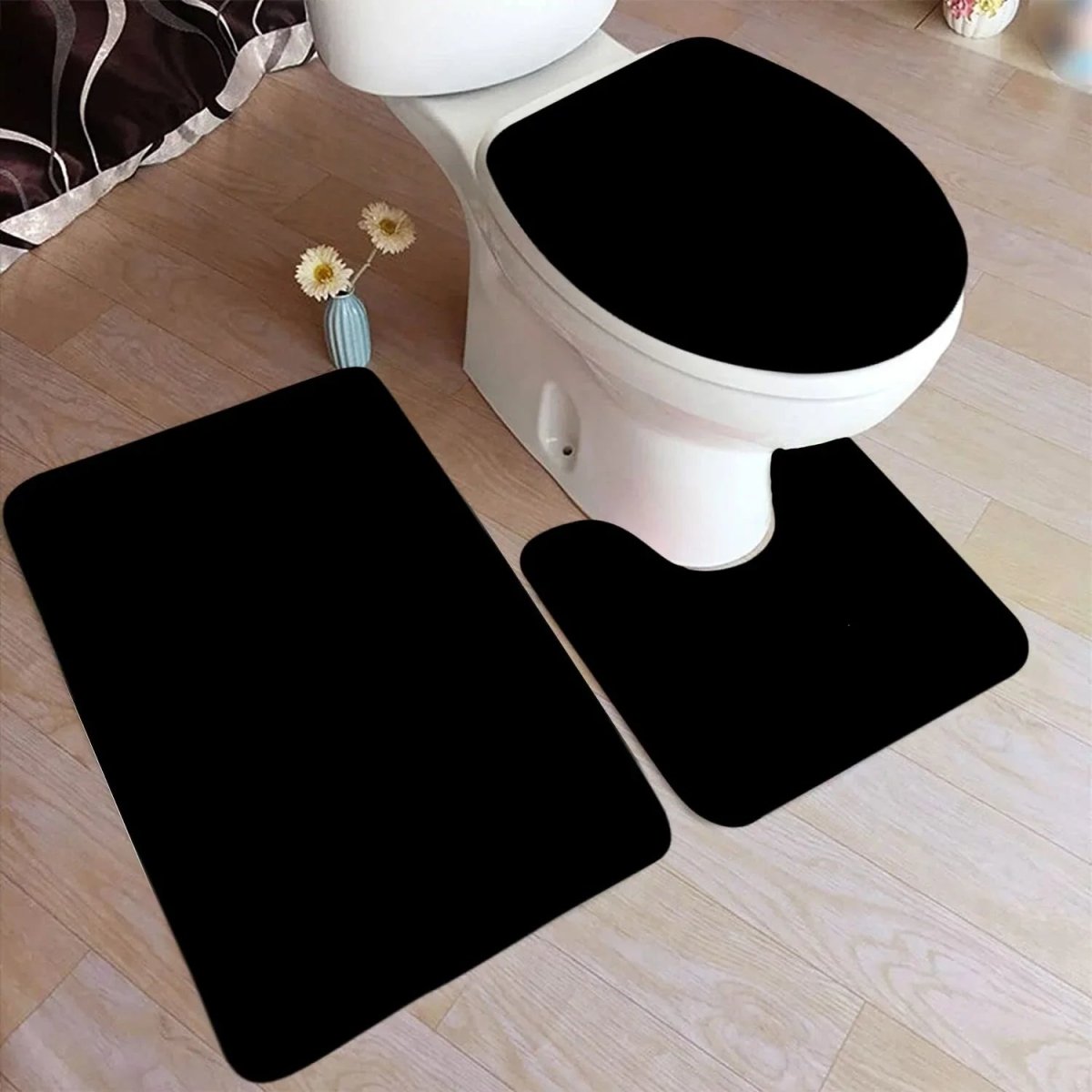 LuxaMat – 3-teiliges Badteppich-Set mit rutschfester Flanelloberfläche