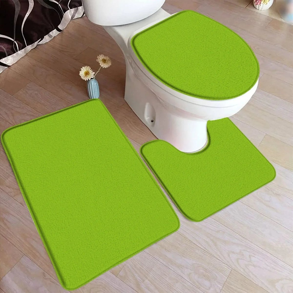 LuxaMat – 3-teiliges Badteppich-Set mit rutschfester Flanelloberfläche