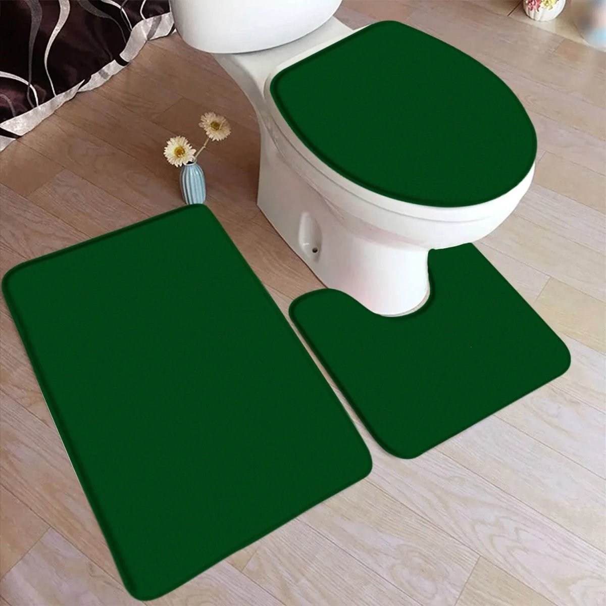 LuxaMat – 3-teiliges Badteppich-Set mit rutschfester Flanelloberfläche