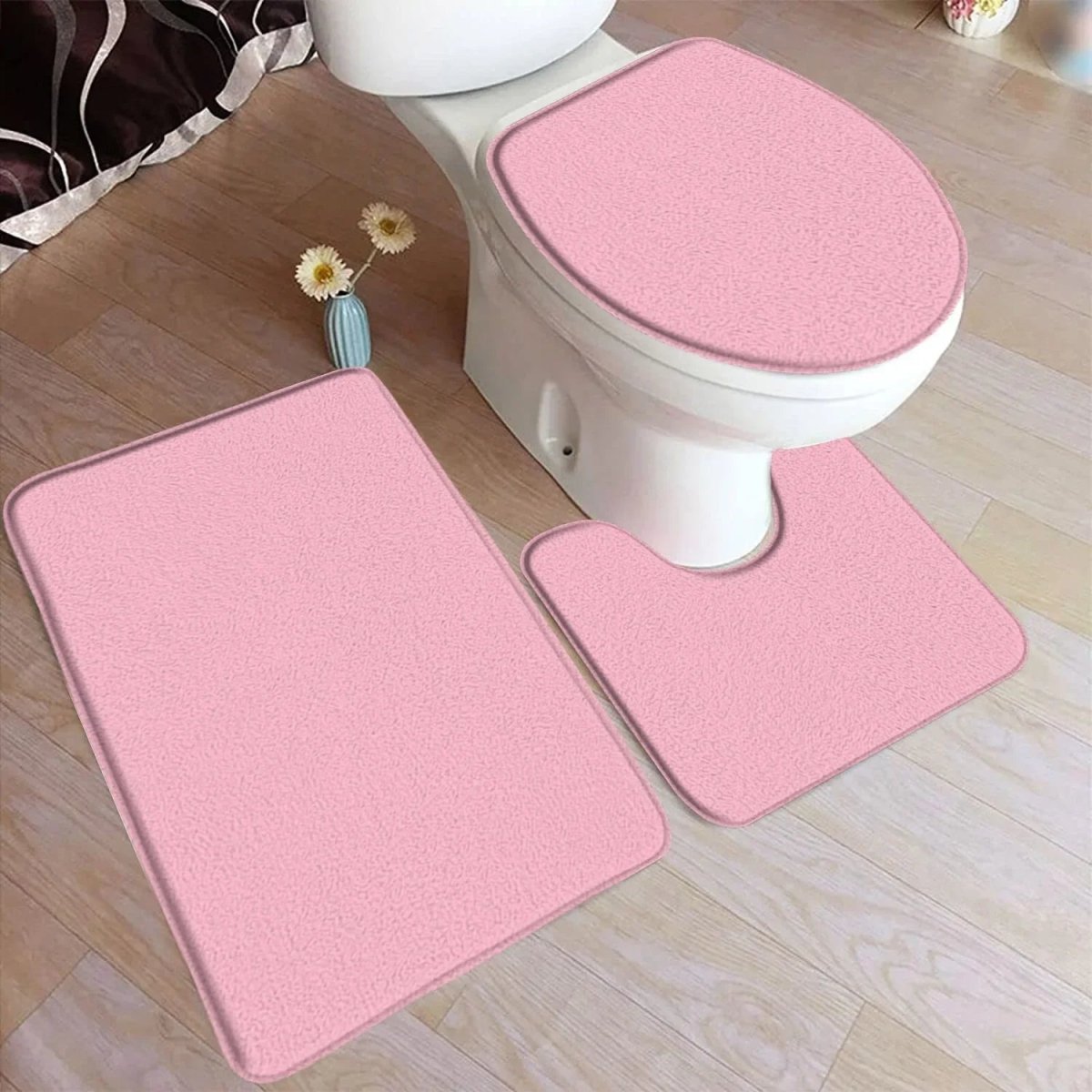 LuxaMat – 3-teiliges Badteppich-Set mit rutschfester Flanelloberfläche
