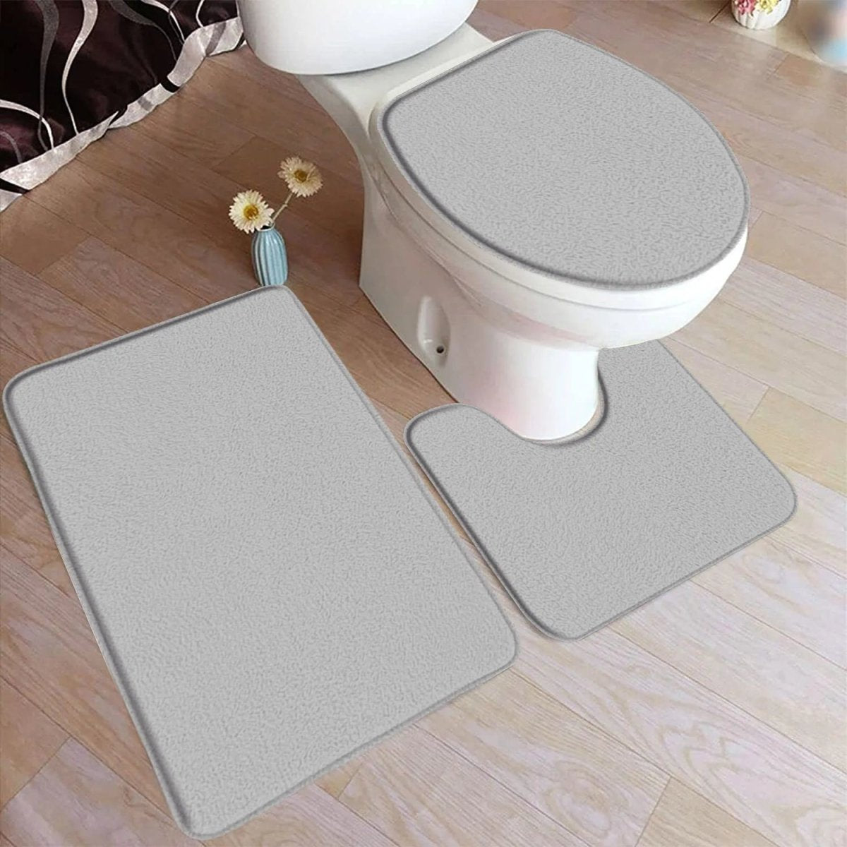 LuxaMat – 3-teiliges Badteppich-Set mit rutschfester Flanelloberfläche