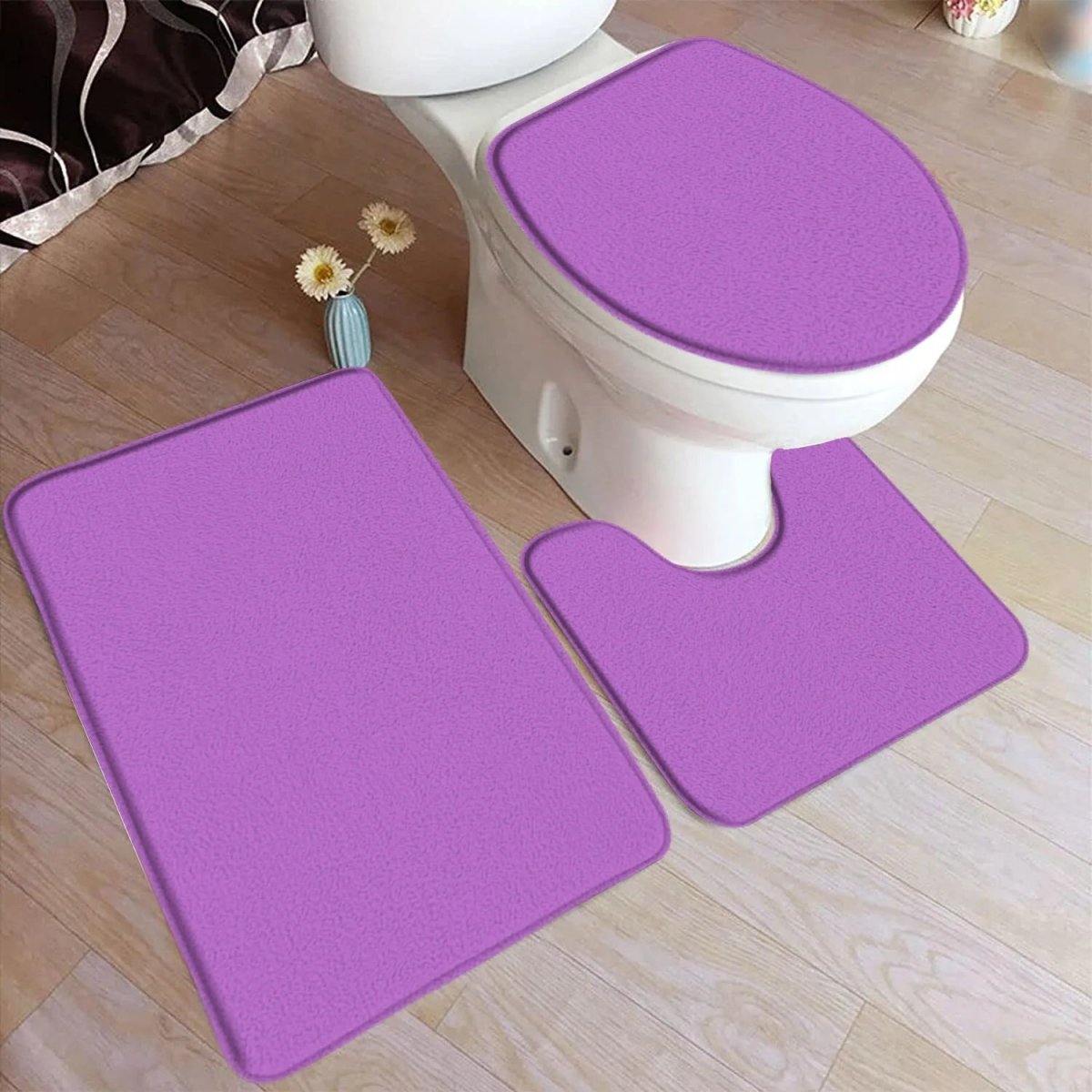 LuxaMat – 3-teiliges Badteppich-Set mit rutschfester Flanelloberfläche