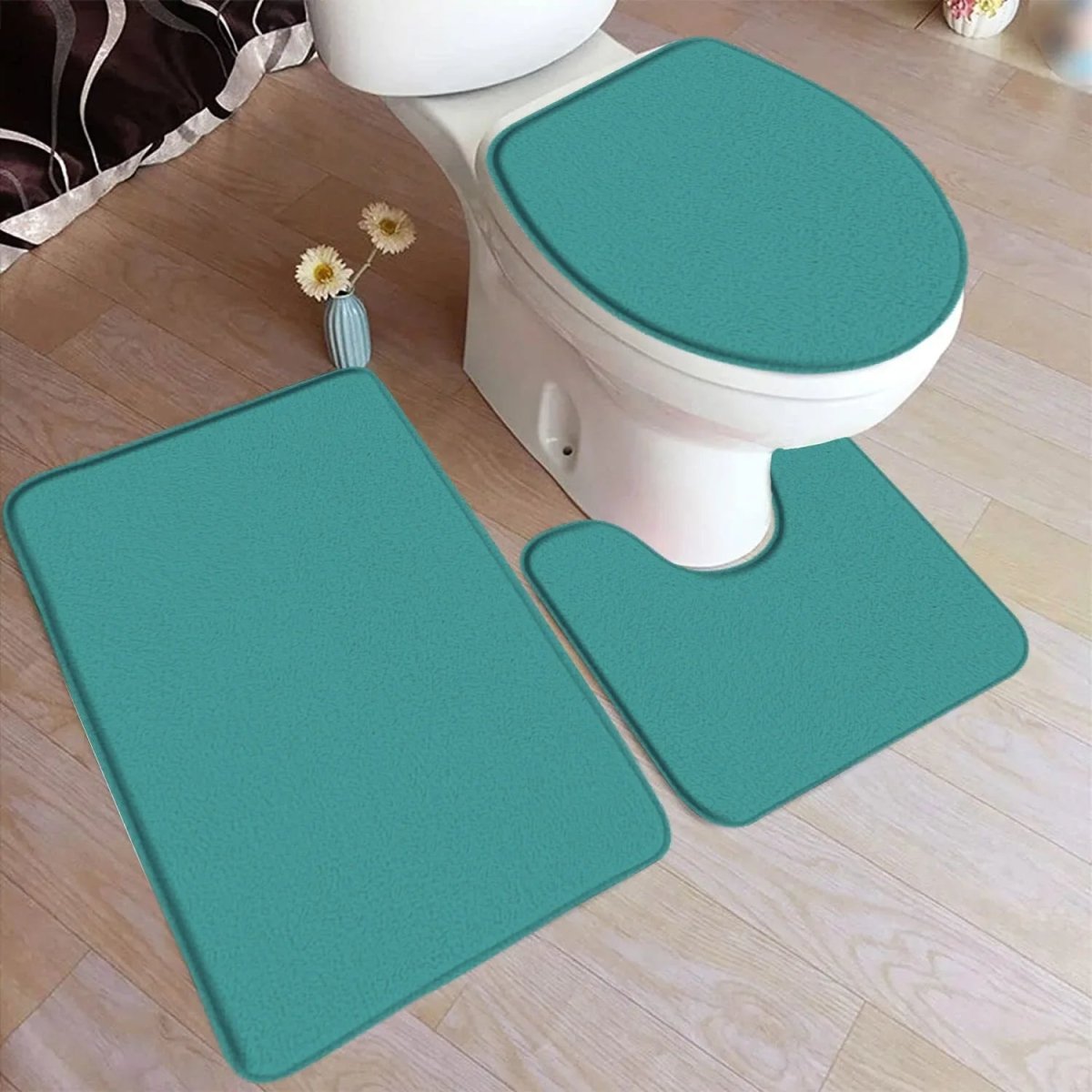 LuxaMat – 3-teiliges Badteppich-Set mit rutschfester Flanelloberfläche