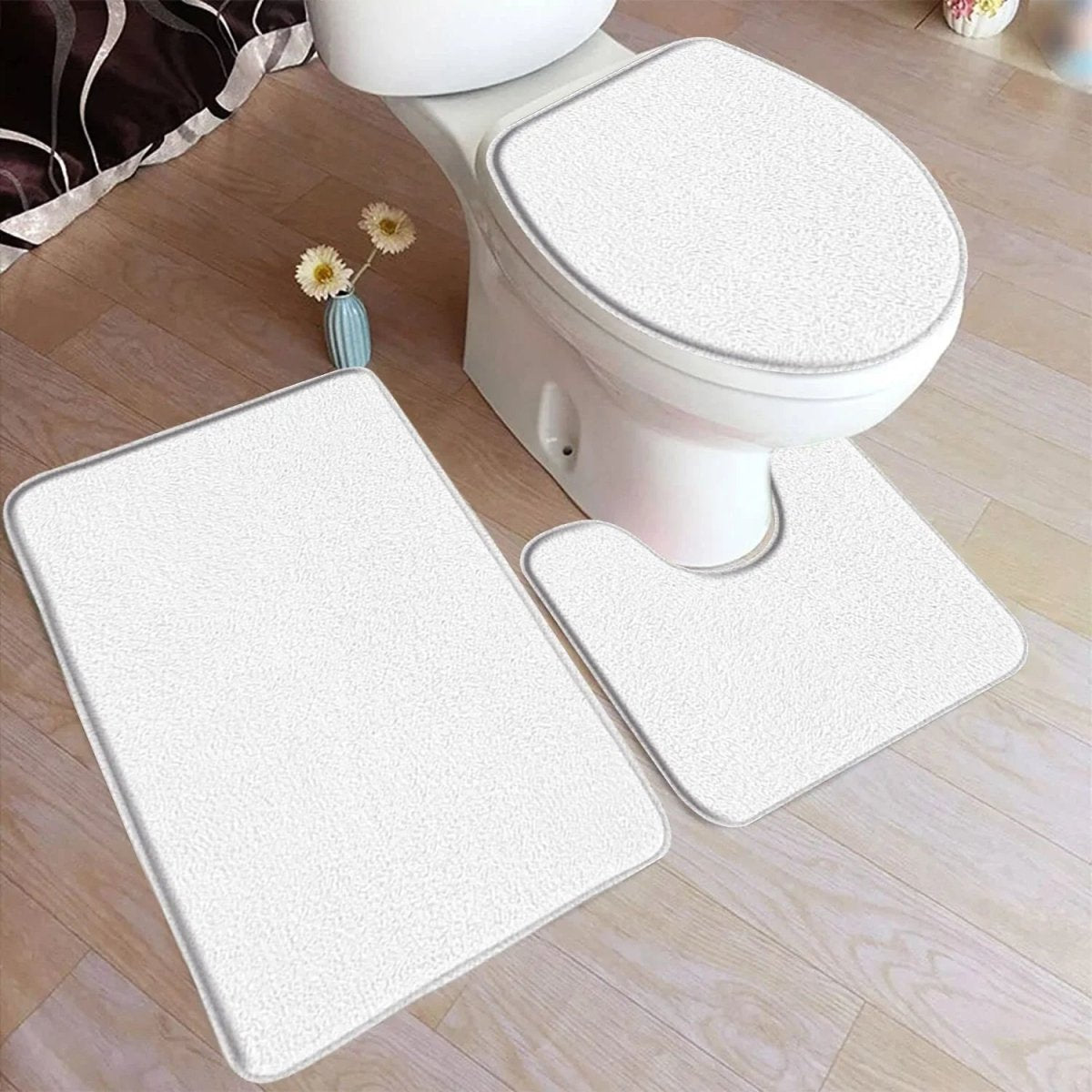 LuxaMat – 3-teiliges Badteppich-Set mit rutschfester Flanelloberfläche