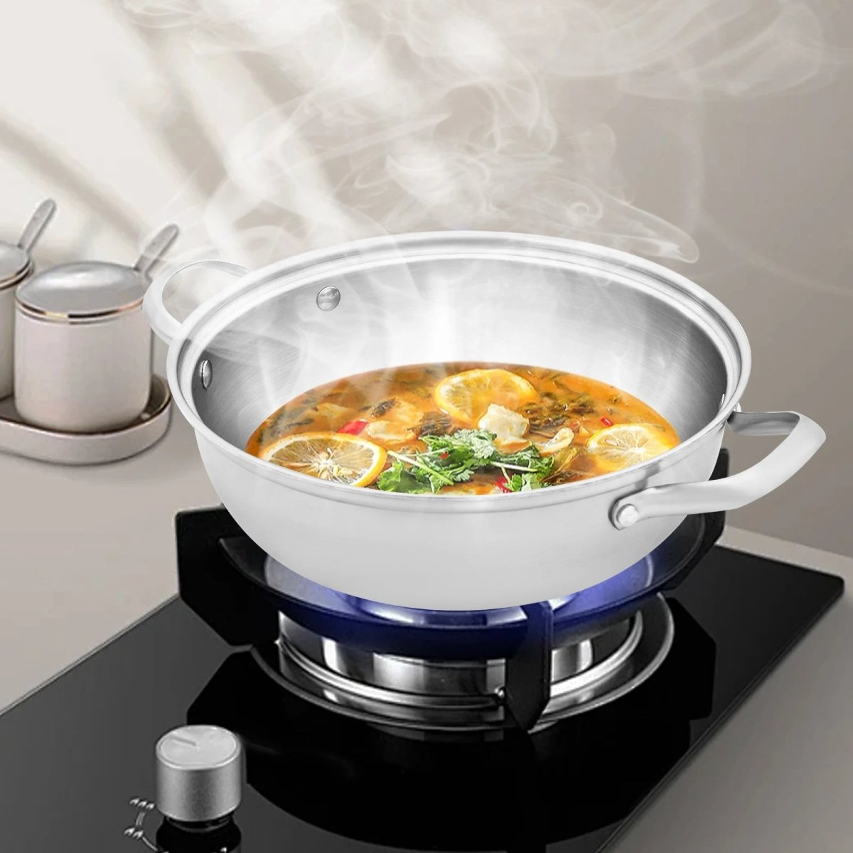 EcoHeat – Edelstahl-Kochtopf 26 cm mit gleichmäßiger Wärmeverteilung
