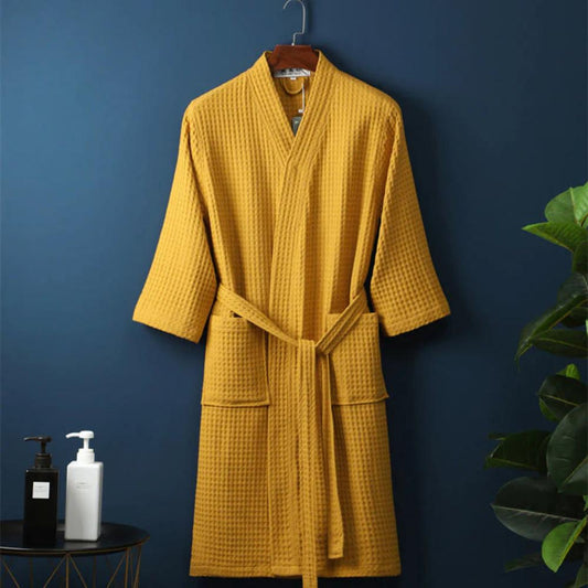 CottonLuxe – Accappatoio a nido d'ape con scollo a V in 100% cotone