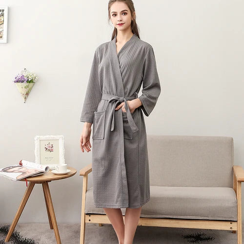 CottonWave – Accappatoio unisex a nido d'ape in 100% cotone, traspirante e elegante