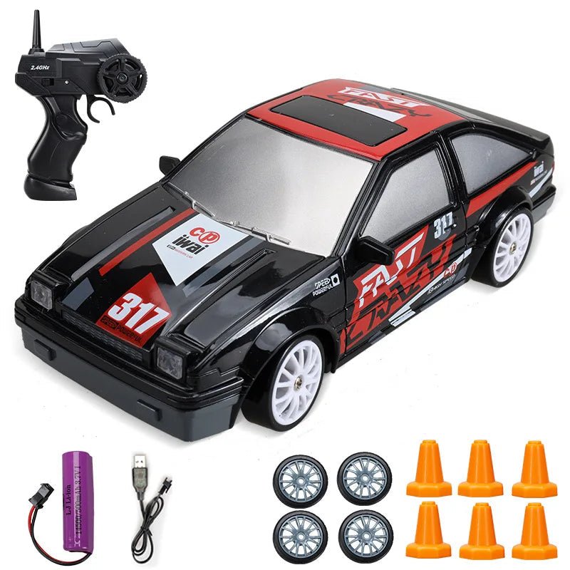 DRIFTHERO – 2,4-GHz-4WD-Hochgeschwindigkeits-RC-Auto mit AE86- und GTR-Renndesign 12