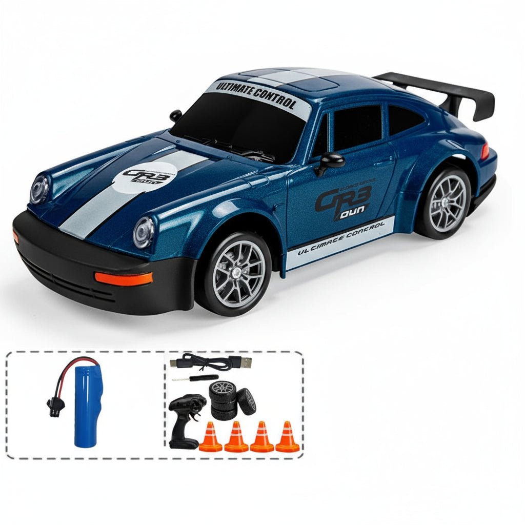 DRIFTRAX – 1:24 Hochgeschwindigkeits-4WD-RC-Driftwagen mit LED-Beleuchtung und Doppelreifen 10