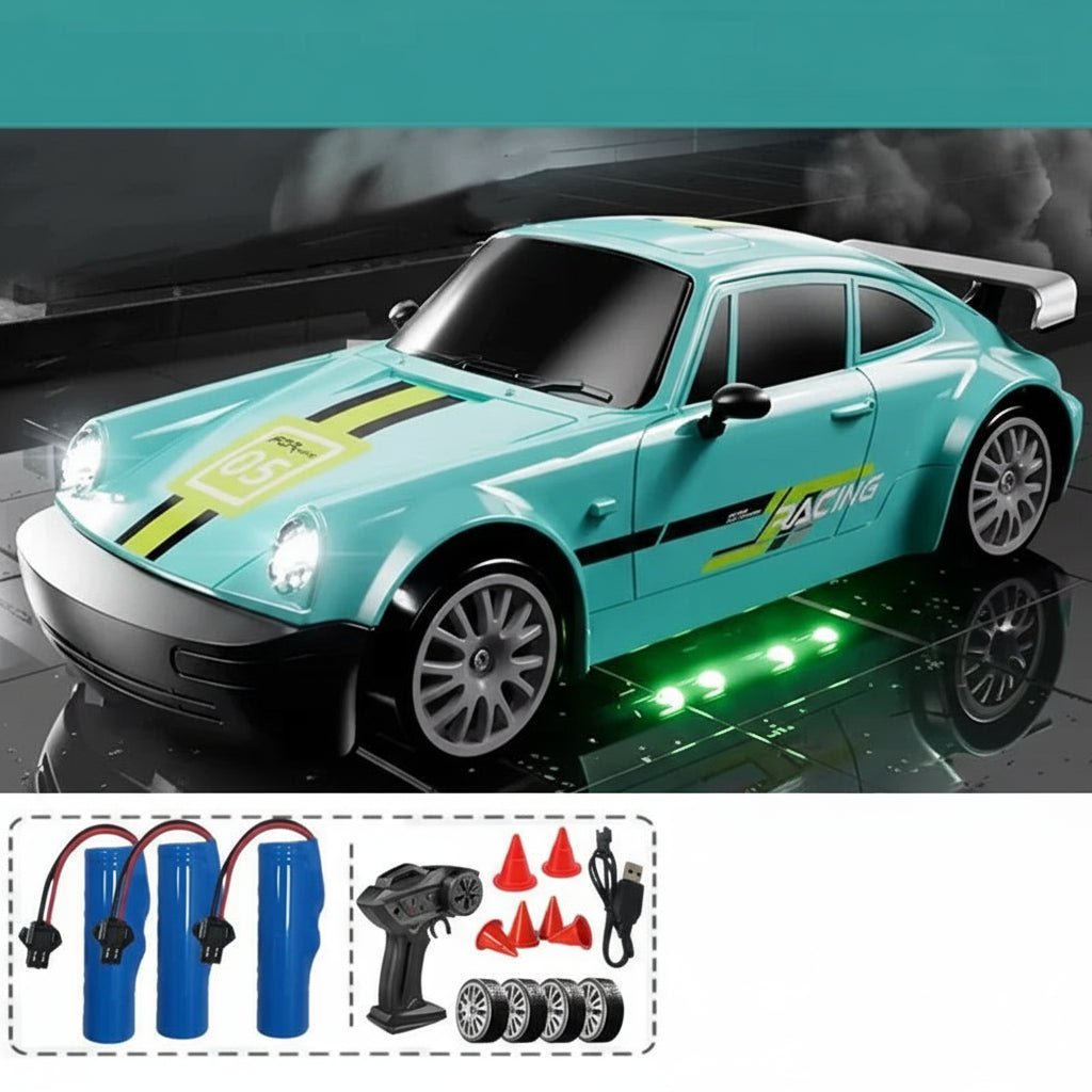 DRIFTRAX – 1:24 Hochgeschwindigkeits-4WD-RC-Driftwagen mit LED-Beleuchtung und Doppelreifen 11