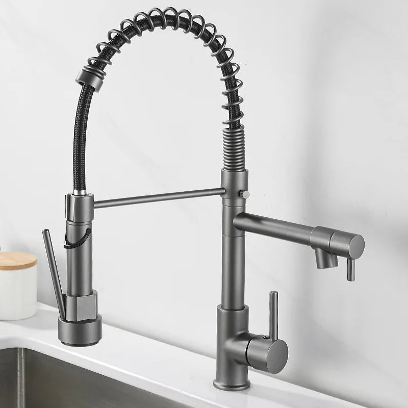 Robinet de cuisine DUALFLOW – Robinet noir avec double sortie et commande à levier unique