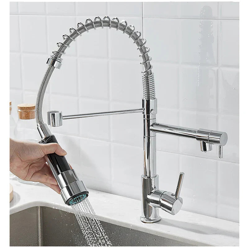 Robinet de cuisine DUALFLOW – Robinet noir avec double sortie et commande à levier unique