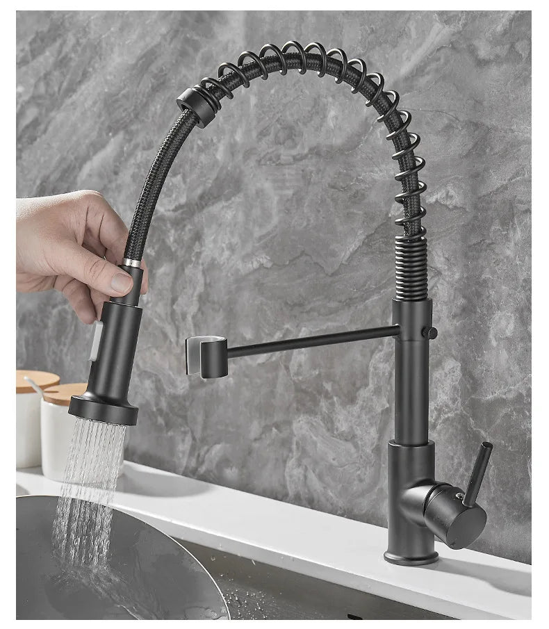 Robinet de cuisine DUALFLOW – Robinet noir avec double sortie et commande à levier unique