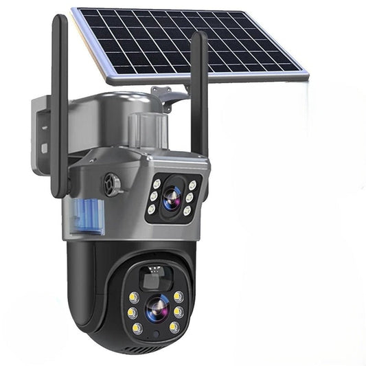 DualGuard Solar 4K – Cámara de vigilancia inalámbrica con panel solar y control de app 360°