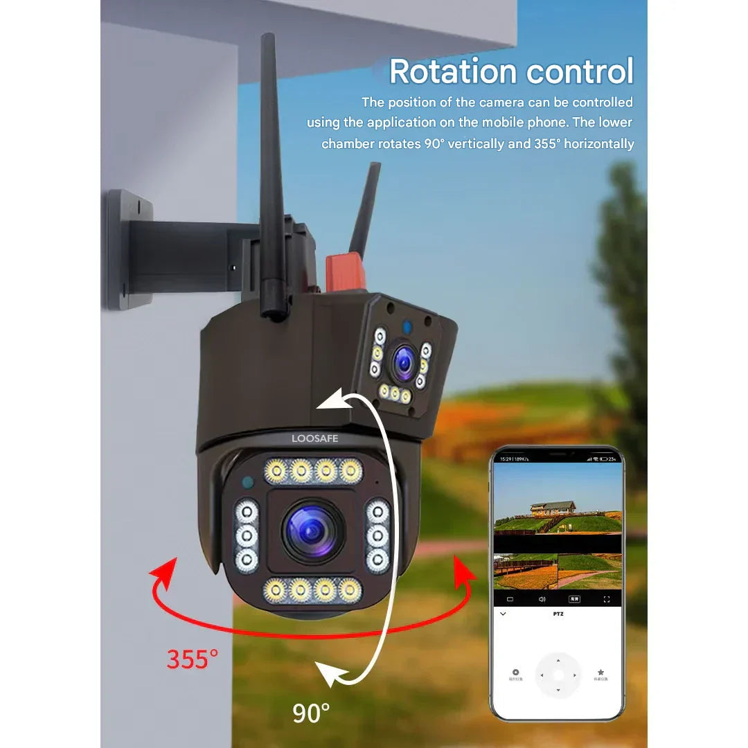 DualGuard Solar 4K – Cámara de vigilancia inalámbrica con panel solar y control de app 360°