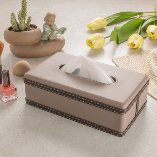 LuxeTiera soporte para caja de pañuelos de cuero | Organizador elegante y hecho a mano de cuero sintético para el hogar, la oficina y el coche