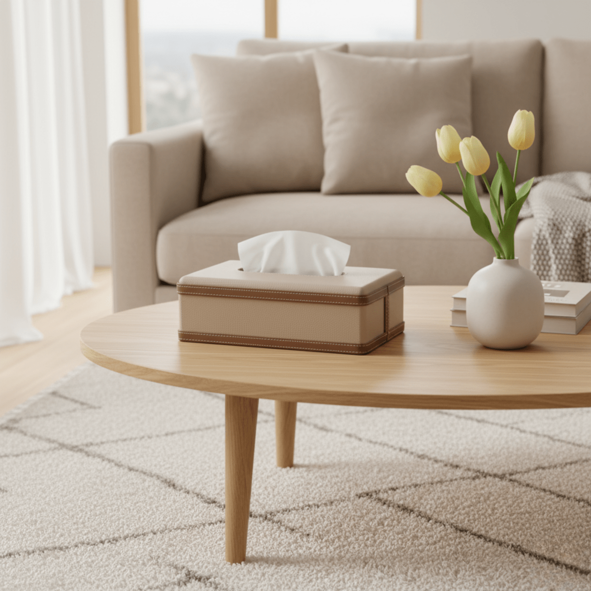 LuxeTiera soporte para caja de pañuelos de cuero | Organizador elegante y hecho a mano de cuero sintético para el hogar, la oficina y el coche