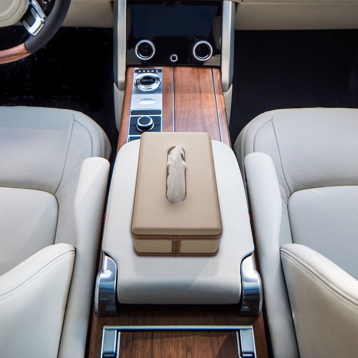 LuxeTiera soporte para caja de pañuelos de cuero | Organizador elegante y hecho a mano de cuero sintético para el hogar, la oficina y el coche