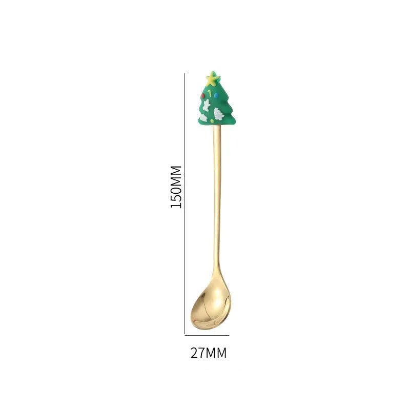Edelstahl Weihnachtsbaum-Löffel-Set - 4-teilig, Spülmaschinenfest, Ideal für Kaffee und Desserts 10