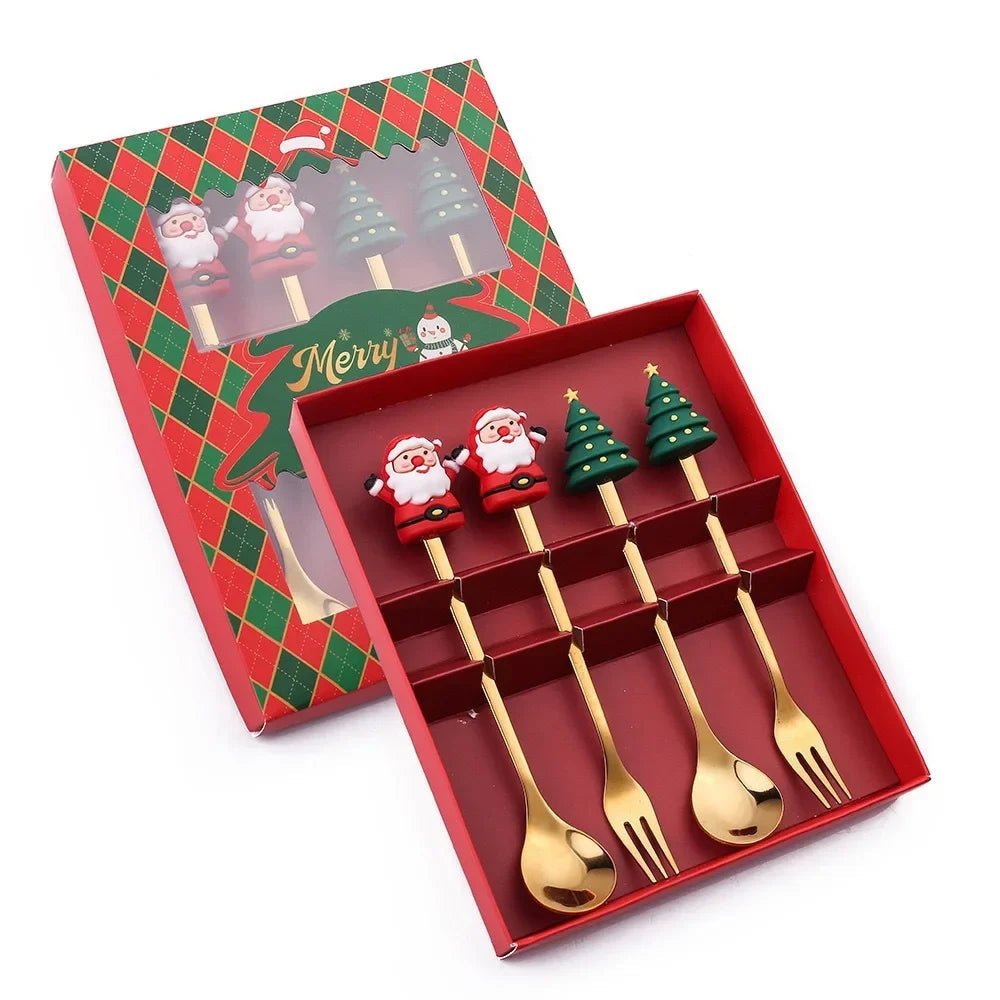 Edelstahl Weihnachtsbaum-Löffel-Set - 4-teilig, Spülmaschinenfest, Ideal für Kaffee und Desserts 15
