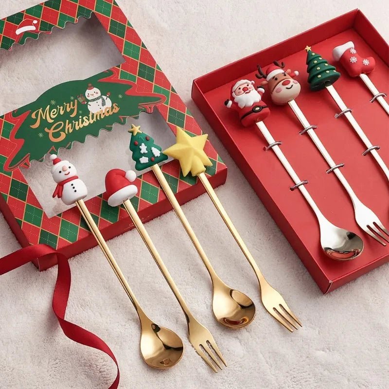 Edelstahl Weihnachtsbaum-Löffel-Set - 4-teilig, Spülmaschinenfest, Ideal für Kaffee und Desserts 4