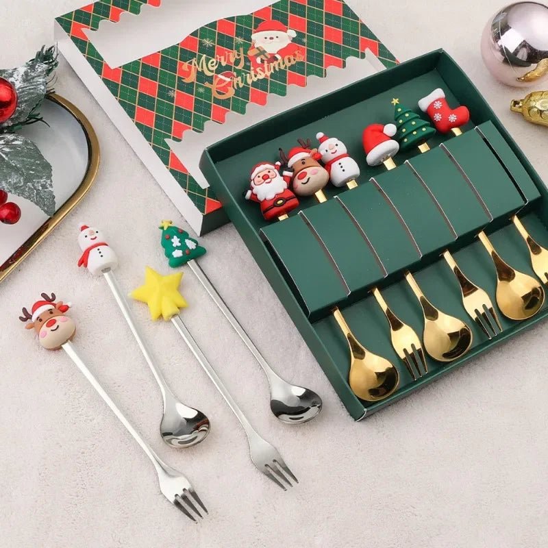 Edelstahl Weihnachtsbaum-Löffel-Set - 4-teilig, Spülmaschinenfest, Ideal für Kaffee und Desserts 5