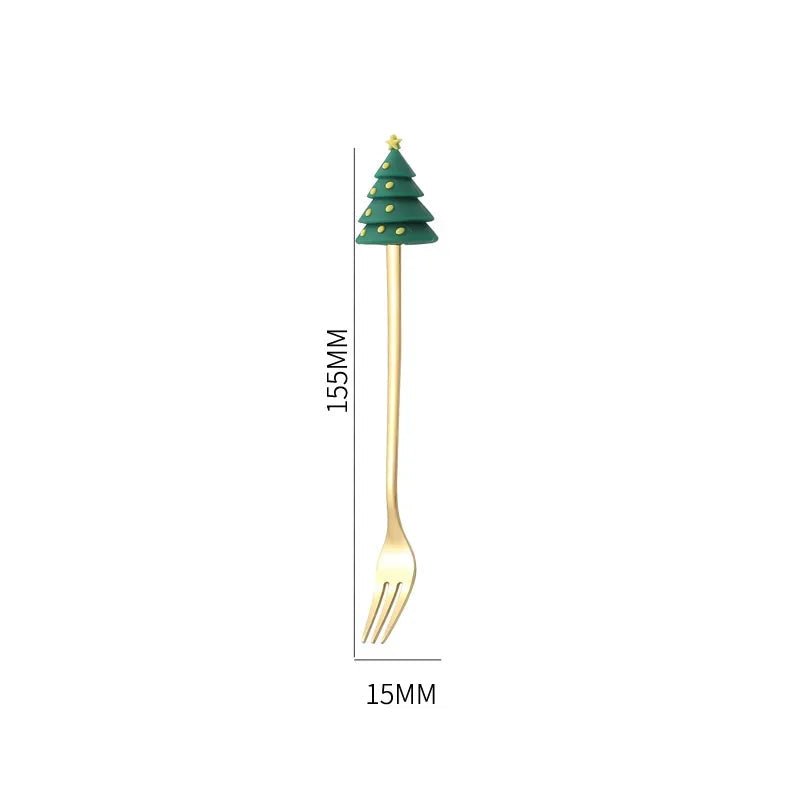 Edelstahl Weihnachtsbaum-Löffel-Set - 4-teilig, Spülmaschinenfest, Ideal für Kaffee und Desserts 8