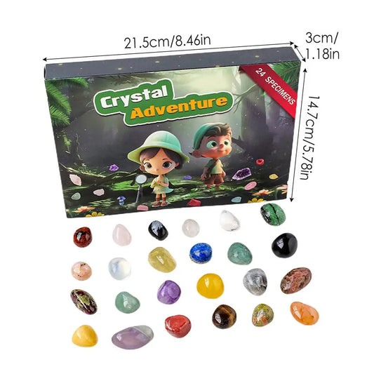 GeoTreasure Adventskalender 2025 – 24 natürliche Edelsteine für Sammler & Kinder
