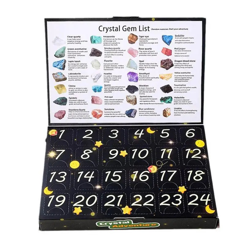 GeoTreasure Adventskalender 2025 – 24 natürliche Edelsteine für Sammler & Kinder