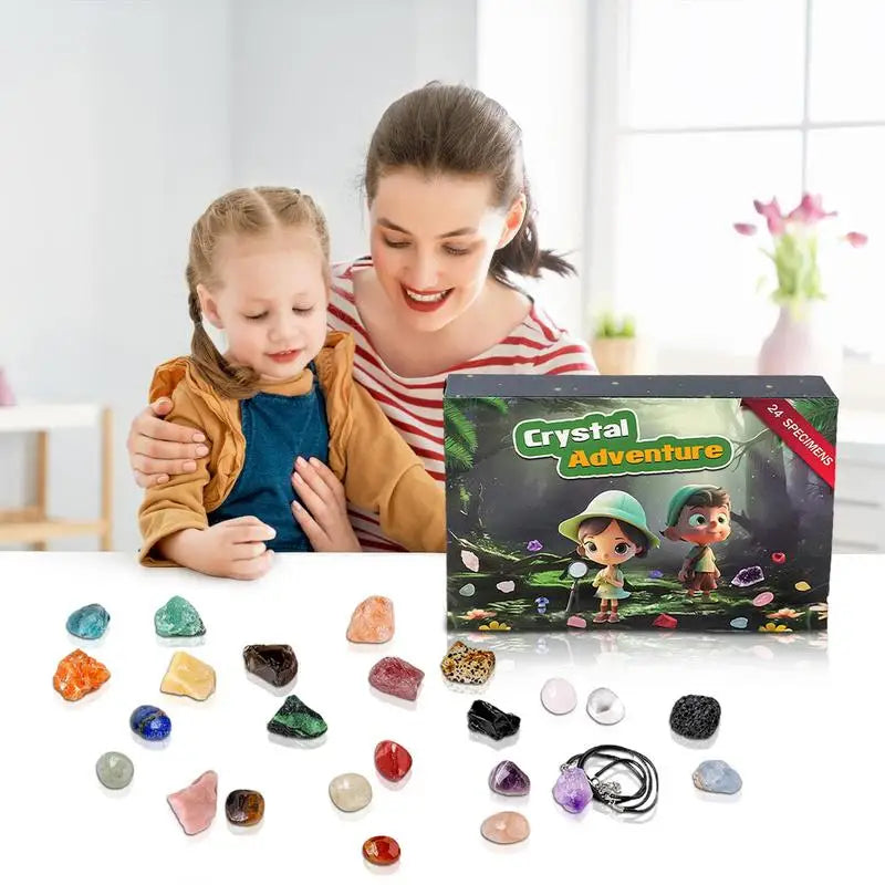 GeoTreasure Adventskalender 2025 – 24 natürliche Edelsteine für Sammler & Kinder