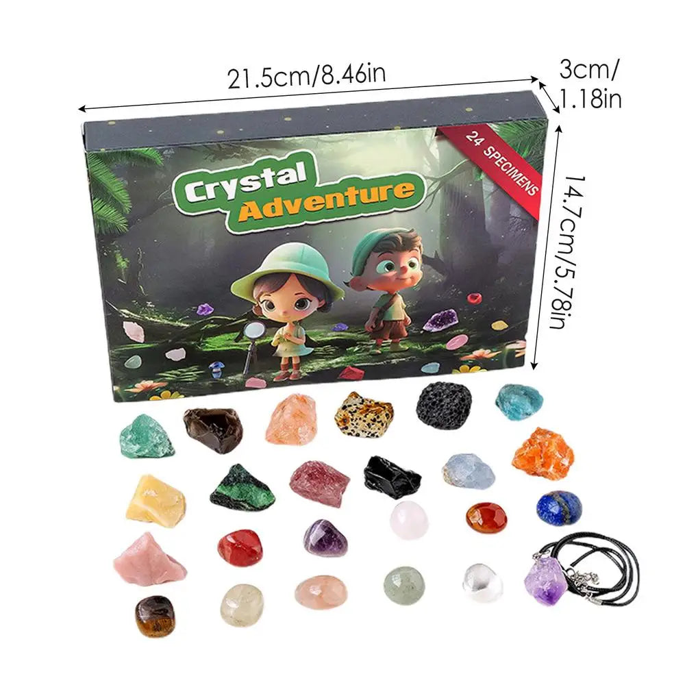 GeoTreasure Adventskalender 2025 – 24 natürliche Edelsteine für Sammler & Kinder