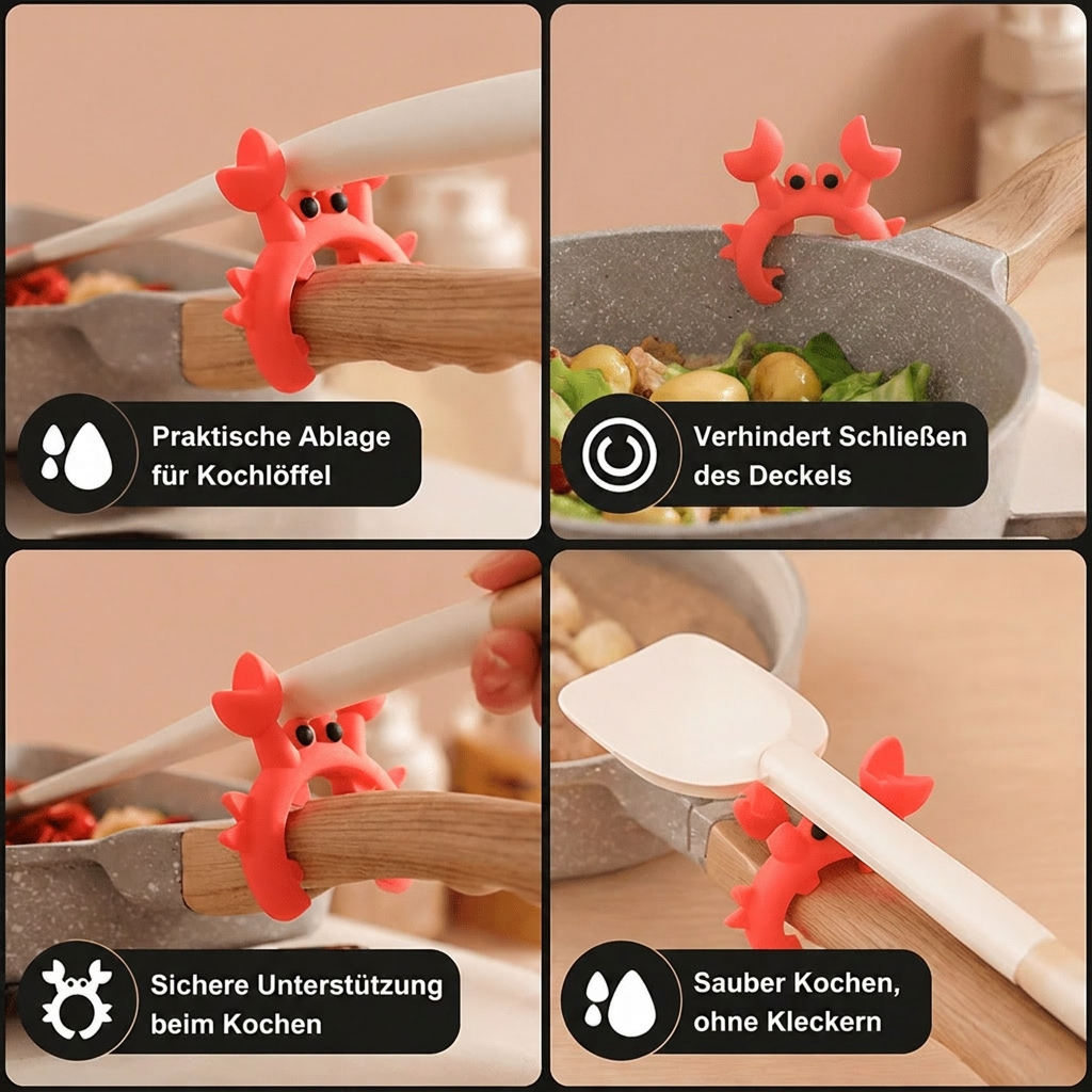 Krabbenförmige Silikon Ablage für Küchenutensilien und Kochlöffel