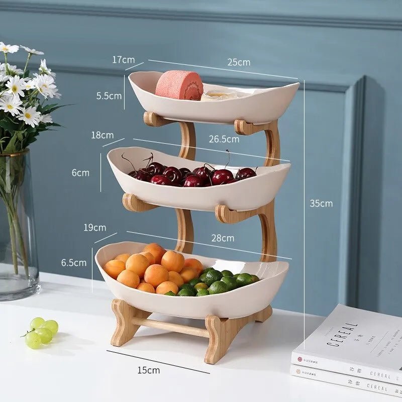 Ovaluxe estantería para frutas | Elegante organización de cocina de 2 y 3 niveles para frutas y snacks