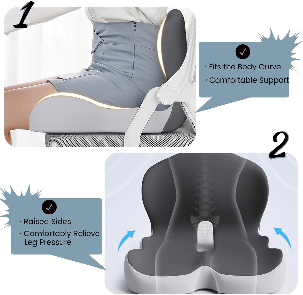 ErgoComfort Pad – Ergonomisches Memory Foam Sitzkissen