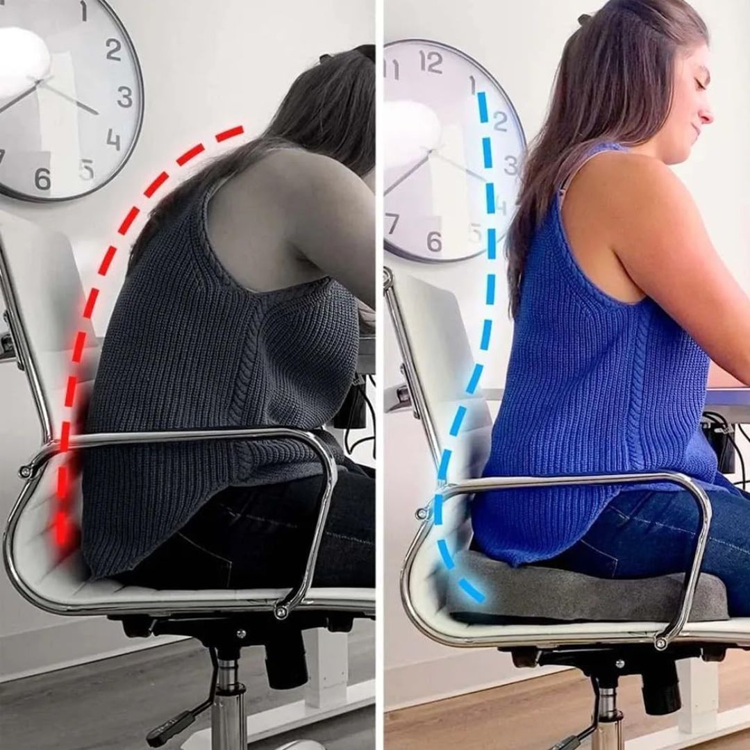POSTURE RELAX – Rutschfestes Sitzkissen aus Memory-Schaum für Reisen & Arbeitsplatz