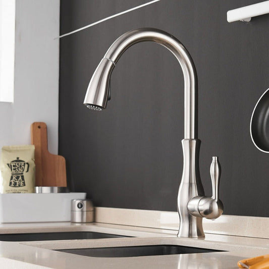 FLEXFLOW Robinet de cuisine – Robinet de cuisine en acier inoxydable avec douchette extractible et design flexible