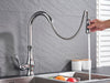 FLEXFLOW Robinet de cuisine – Robinet de cuisine en acier inoxydable avec douchette extractible et design flexible