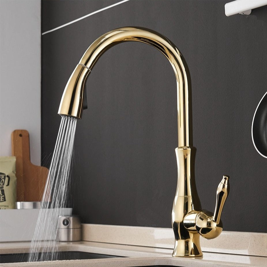 FLEXFLOW Robinet de cuisine – Robinet de cuisine en acier inoxydable avec douchette extractible et design flexible
